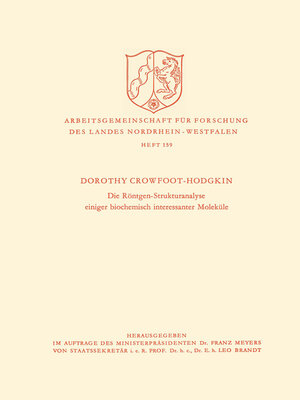 cover image of Die Röntgen-Strukturanalyse einiger biochemisch interessanter Moleküle